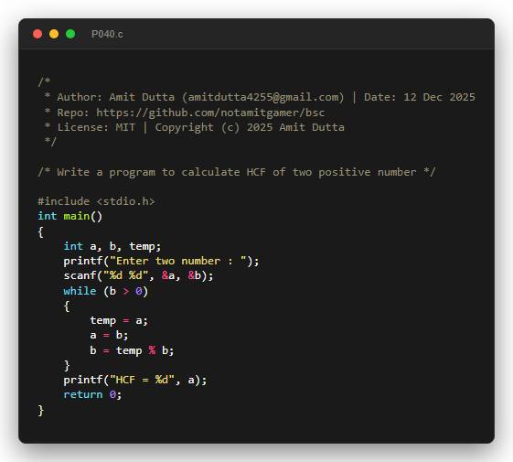 Write a program to calculate HCF of two positive number